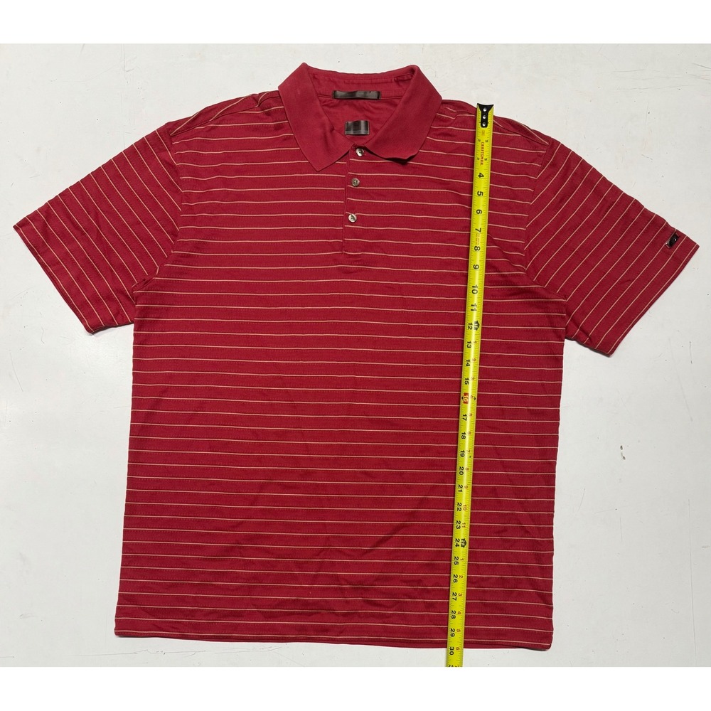 Nike Golf Dri-FIT Tiger Woods TW Polo Shirt Men's Striped Short Sleeve Red‎